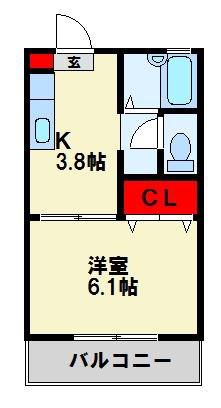 クレアール青山(1K/2階)の間取り写真