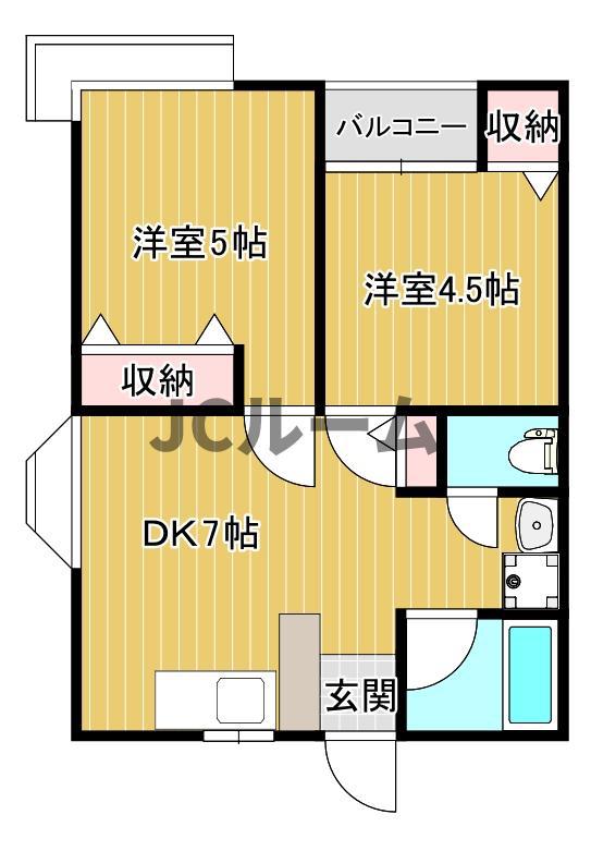 ステージア(2DK/2階)の間取り写真