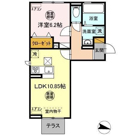 D-ROOM公津の杜A棟(1LDK/1階)の間取り写真