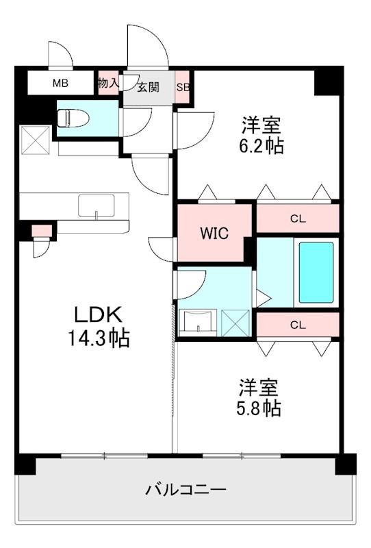 クランリージェ(2LDK/2階)の間取り写真