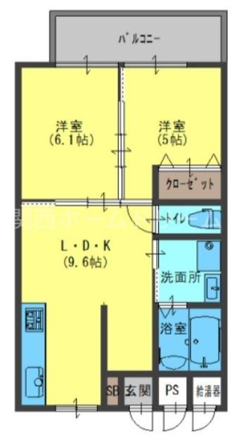 ノーヴァ寝屋川(2DK/1階)の間取り写真