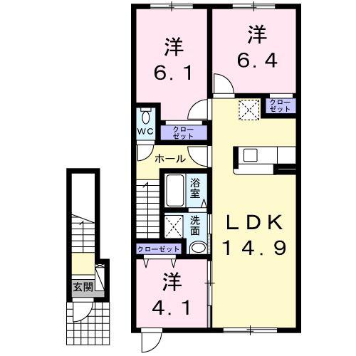 セレーノ B・F(3LDK/2階)の間取り写真