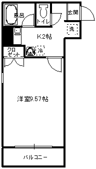 第2ヴィラ高精(1K/4階)の間取り写真