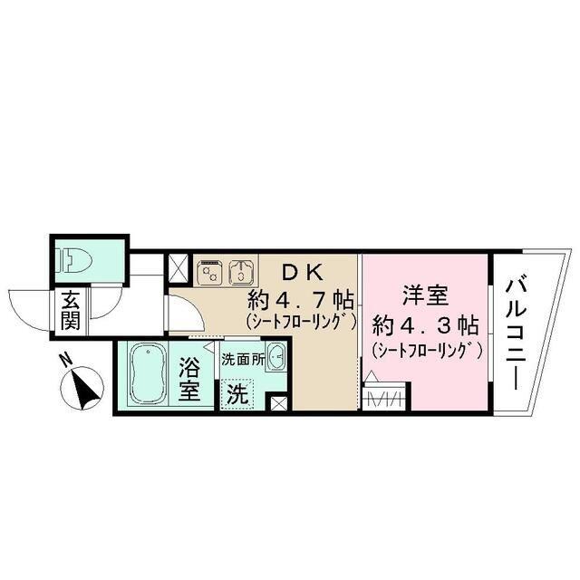 Jブラン西新井(1DK/2階)の間取り写真