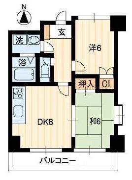 ホープスエイシ(2DK/4階)の間取り写真