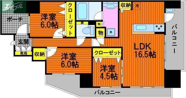 サーパス東山(3LDK/12階)の間取り写真