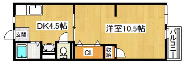 大協マンション(1DK/2階)の間取り写真
