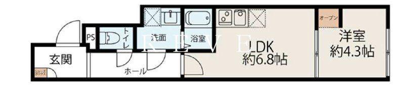 フラット富久町(1LDK/3階)の間取り写真
