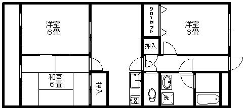 サンライズDI三島(3DK/4階)の間取り写真