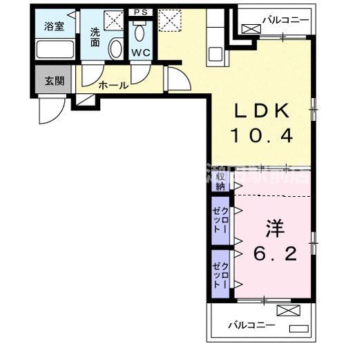 プログレスF II番館(1LDK/3階)の間取り写真