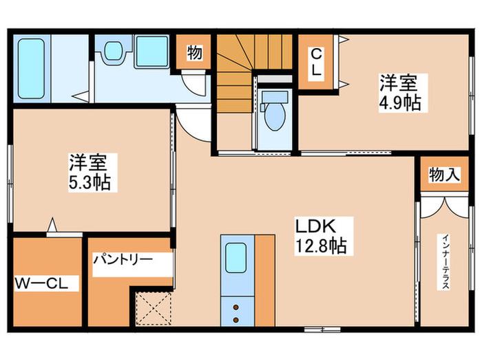 乾ハウス(2LDK/2階)の間取り写真
