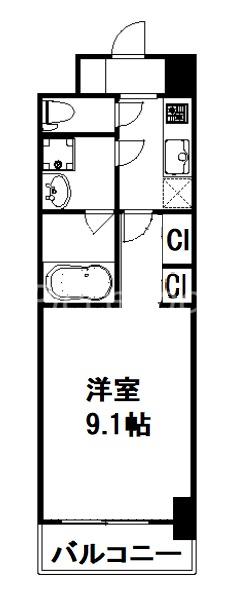 セイル淀屋橋(1K/9階)の間取り写真