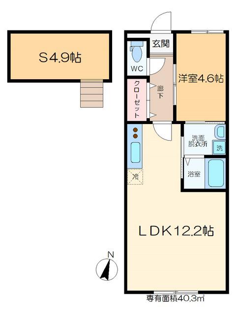 ラピス新宿 A棟(1LDK/2階)の間取り写真