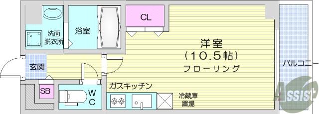 コーポこがね(ワンルーム/2階)の間取り写真