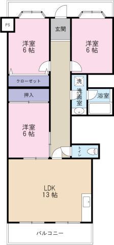 ポケット21(3LDK/4階)の間取り写真