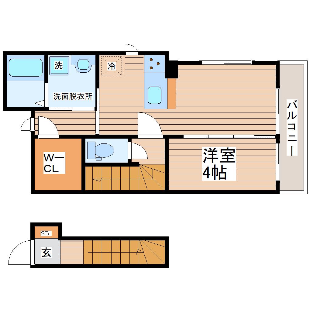 GR鹿野(1LDK/2階)の間取り写真