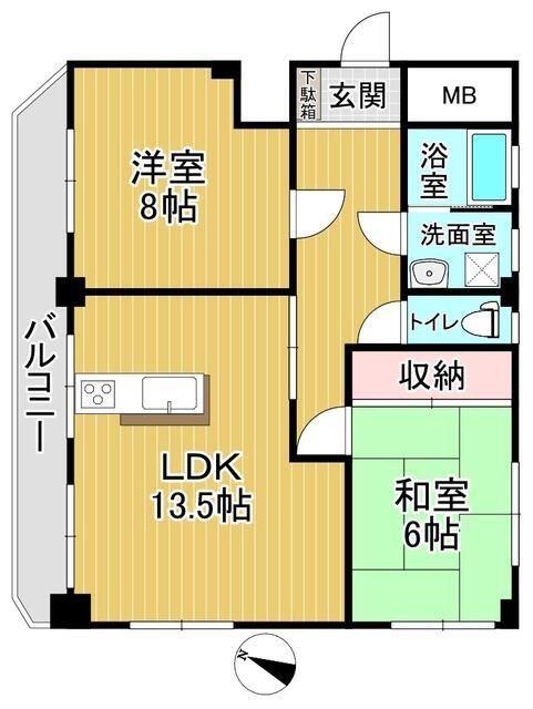 リ・エクラ(2LDK/4階)の間取り写真