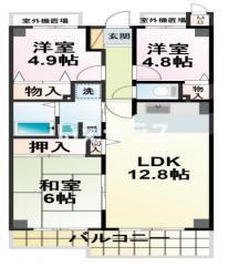 プランドール兵庫県駅南通(3LDK/5階)の間取り写真