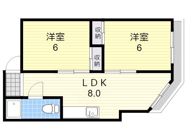 ライズワン天神ノ森レジデンス(2LDK/2階)の間取り写真