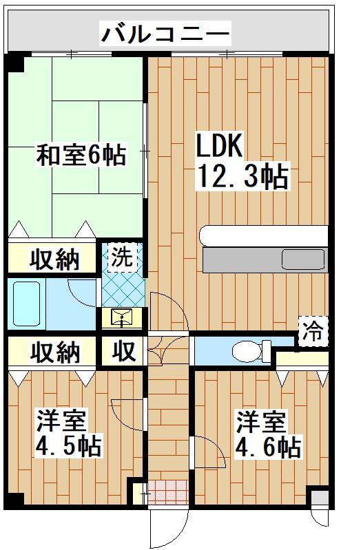 エスペラント・ハイツ・I(3LDK/3階)の間取り写真