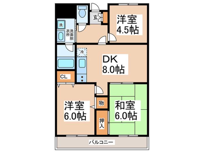 サニーハート(3DK/1階)の間取り写真