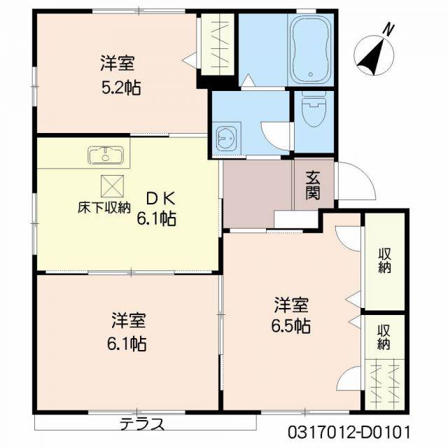 デューク沼口D(3DK/1階)の間取り写真