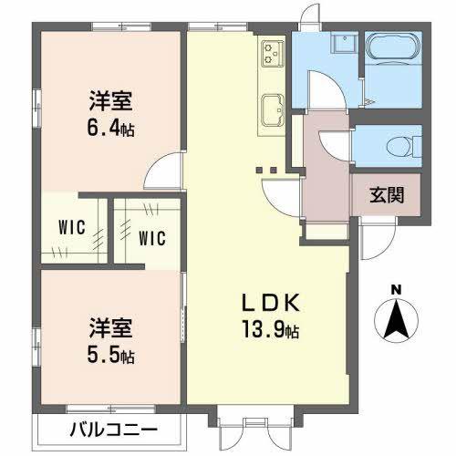 フレグランスK2(2LDK/2階)の間取り写真