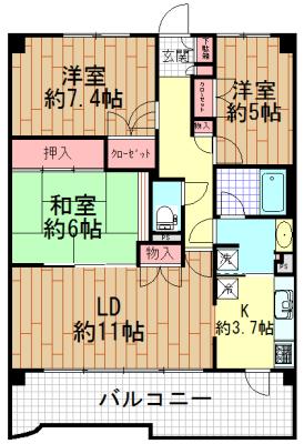 モア・クレスト我孫子ヒルズ(3LDK/1階)の間取り写真