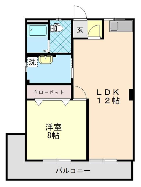 アサヒパレス(1LDK/4階)の間取り写真