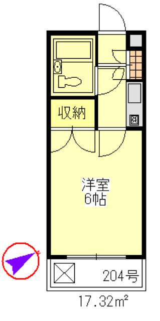 スターハイツ西荻窪(1K/2階)の間取り写真