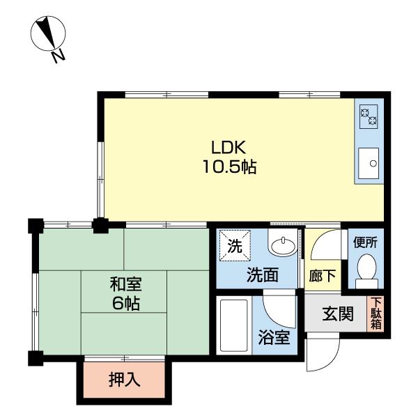 コーポ清水(1LDK/2階)の間取り写真