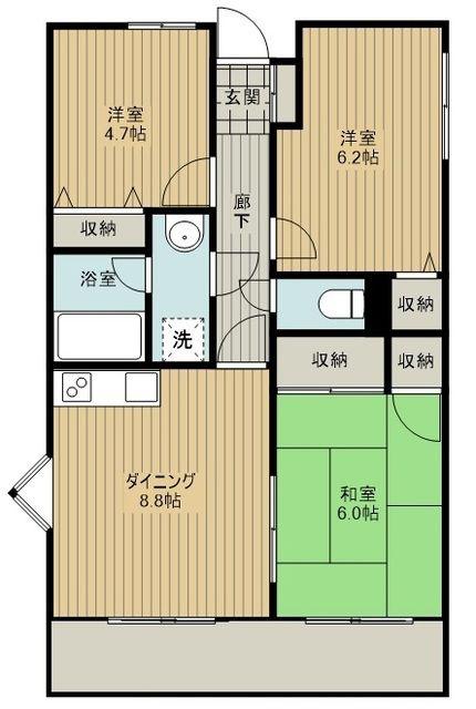 エルヴェ大泉学園(3DK/3階)の間取り写真
