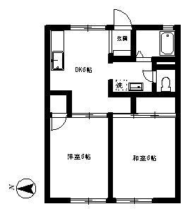 パレーシャル山口A(2DK/1階)の間取り写真