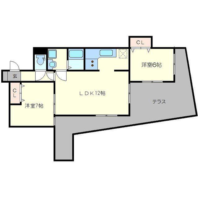 ヴィラウッドランドII(2LDK/1階)の間取り写真