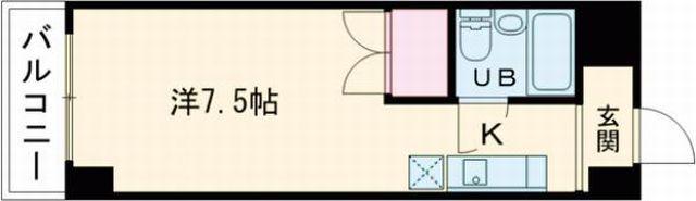 アネックスキューズ(ワンルーム/4階)の間取り写真