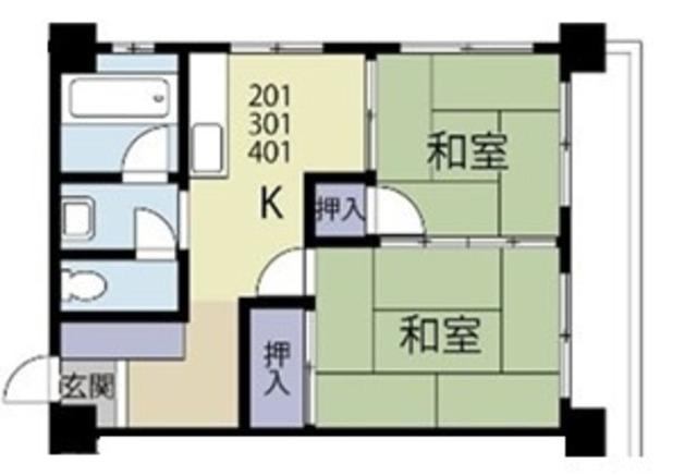 クロノス川口(2DK/3階)の間取り写真