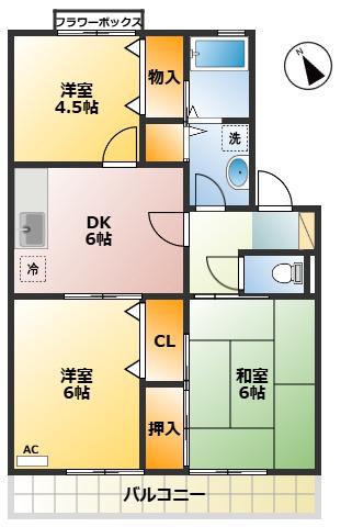 アヴァンティコート(3DK/2階)の間取り写真