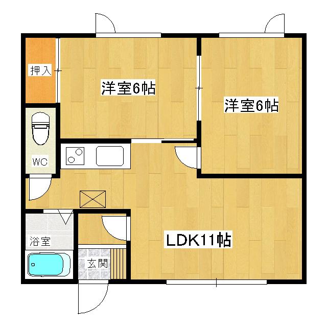 藤井マンション(2LDK/2階)の間取り写真