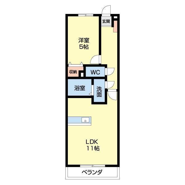 杉村ビル(1LDK/4階)の間取り写真