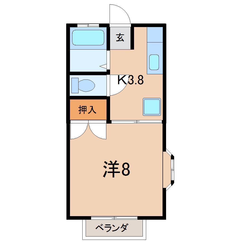 キャッスル高田(1K/2階)の間取り写真