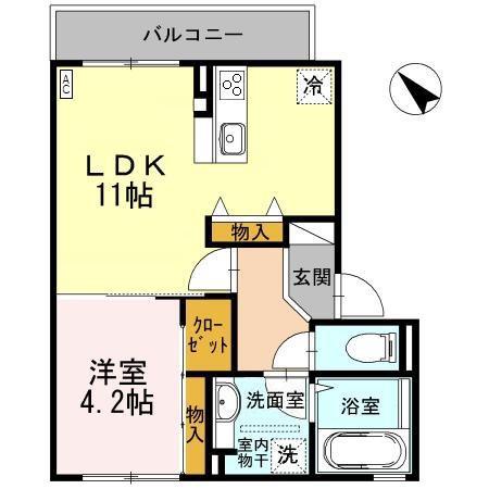 ネクサス(1LDK/2階)の間取り写真