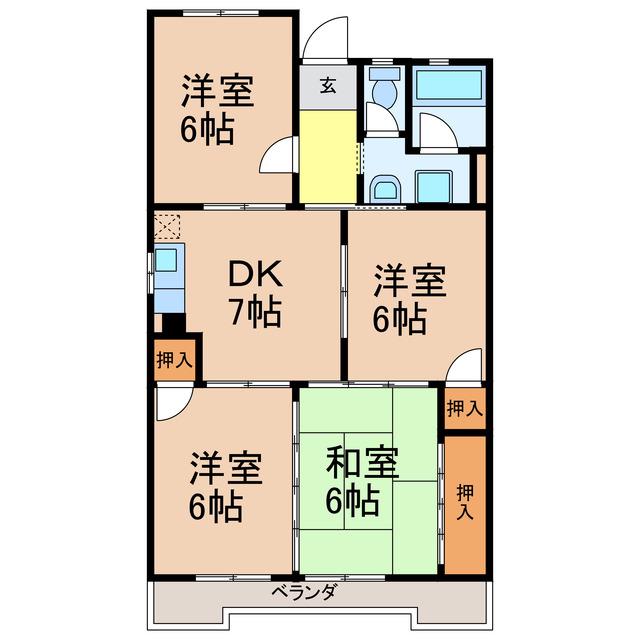 サンヴェール池上台(4DK/1階)の間取り写真