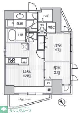 S-RESIDENCE目黒大岡山BRESA(2LDK/6階)の間取り写真
