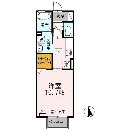 ハレクノ梶田(ワンルーム/1階)の間取り写真