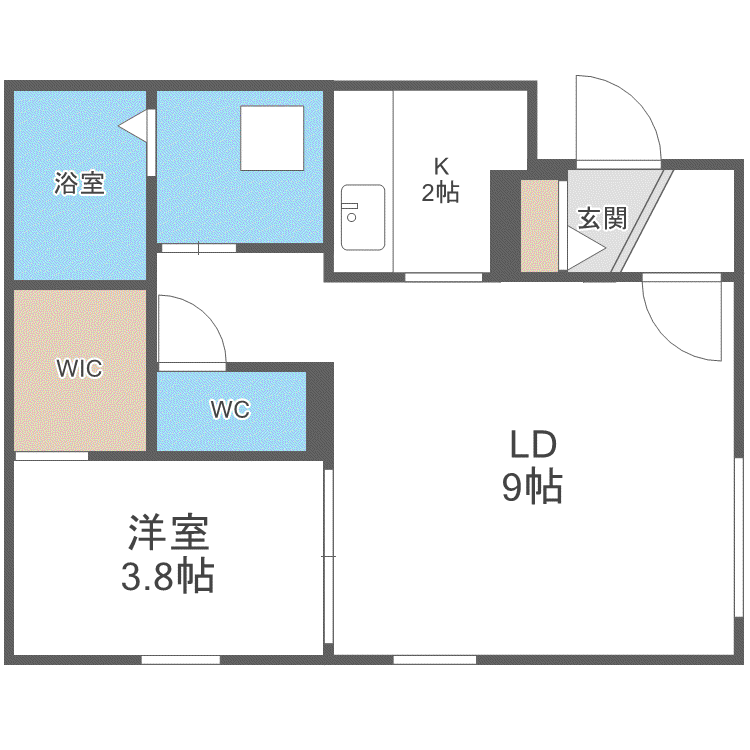 WTB南17(1LDK/2階)の間取り写真