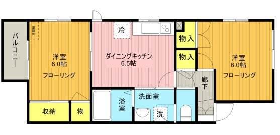 SKヒルズI(2DK/1階)の間取り写真
