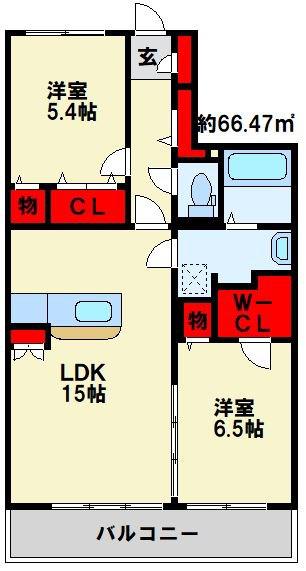 エスポワールII(2LDK/5階)の間取り写真