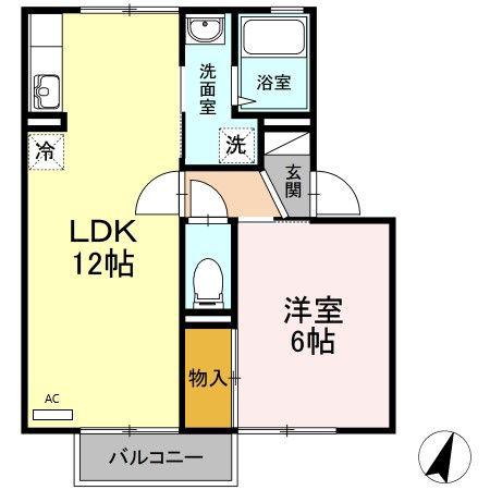 セジュール梅林(1LDK/2階)の間取り写真