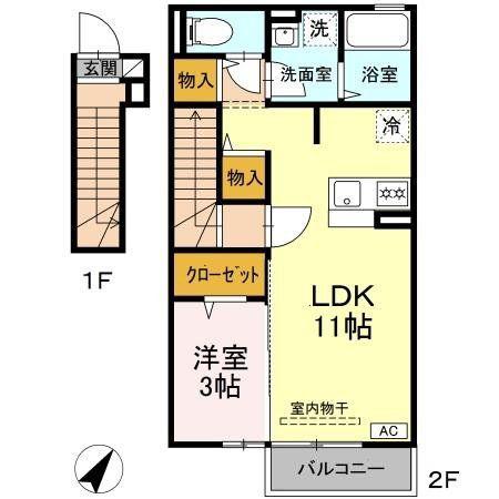 ヴェルドミール(1LDK/2階)の間取り写真