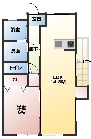 第2野白ビル(1LDK/3階)の間取り写真